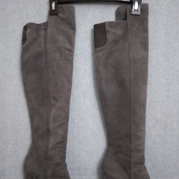 Stuart Weitzman Gray Suede Platform Stiletto Knee High Boots Size 8.5 - Picture 6 of 14